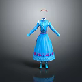 Blue Princess Dress Featuring Red Decorations Headband And Matching Shoes