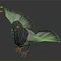 Detailed Pigeon With Spread Wings Gray And Purple Feathers Red Feet And Yellow Eyes