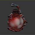 Red Decorative Sphere With Metallic Vine Design And Crystal Like Texture