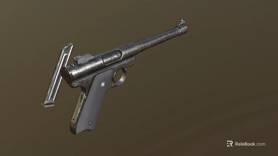 Vintage Pistol With Classic Metal Body Detailed Wooden Grip And Design 3d model 