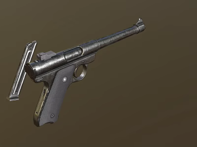 Vintage Pistol With Classic Metal Body Detailed Wooden Grip And Design 3d model