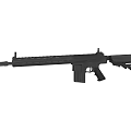Modern Black Tactical Rifle With Long Barrel Handguard And Stock