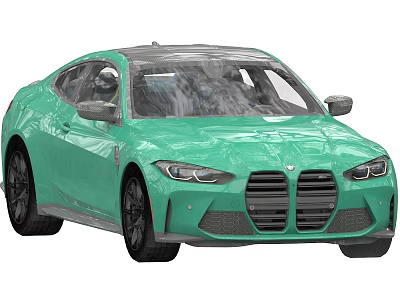Green Sports Coupe Car With Modern Design Sleek Body Front Grille And Black Wheels 3d model