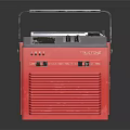 Vintage Red Telesonic Portable Radio With Carry Handle Speaker Grille And Control Buttons