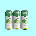 Refreshing Canned Lime Beverage With Green And White Design On Light Blue Background
