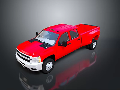 Red Pickup Truck Exterior With Shiny Finish And Crew Cab Design On Black Background 3d model