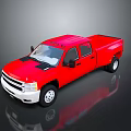 Red Pickup Truck Exterior With Shiny Finish And Crew Cab Design On Black Background