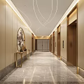 Luxurious Elevator Lobby With Marble Flooring And Art Decor 3d model