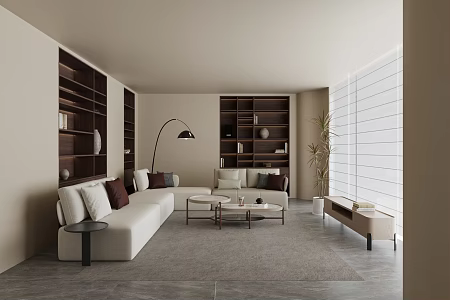 modern home living room high gray living room sofa combination without main lamp living room 3d model