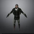 Armored Fantasy Character With Green Silver Armor And Helmet Standing Pose