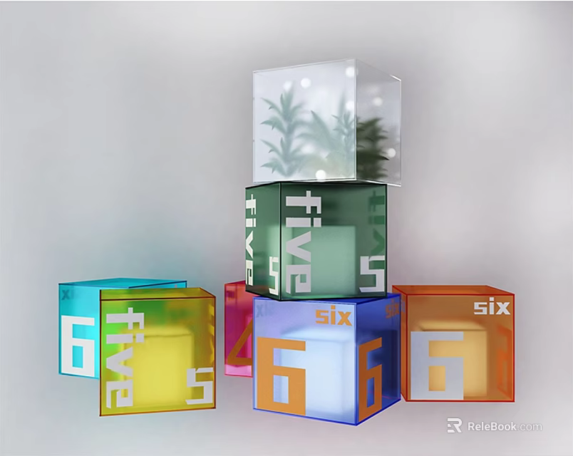 Road Facilities With Colorful Traffic Signal Lights Lane Numbers Five Six And Green Belt Plants 3d model 