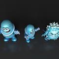 Blue Slime Like Cartoon Game Movie Characters With Different Sizes And Spiky Features