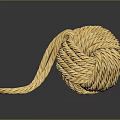 Decorative Yellow Coiled Rope Ball With Shiny Texture On Dark Surface 3d model