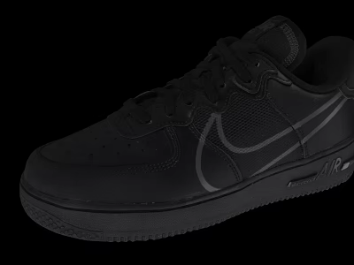 Black Nike Air Force 1 Casual Sneakers With Leather Upper And Logo Design 3d model