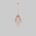 Modern Metallic Chandelier With Geometric Pattern And Hanging Decorative Elements
