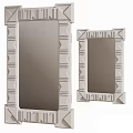 Large And Small Mirrors With Intricate Geometric Frame And Textured Border Design