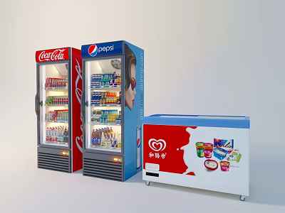 Commercial Display Refrigerators and Freezers for Coca Cola Pepsi and Wall's Ice Cream Beverages 3d model