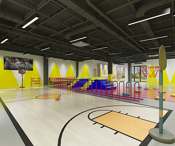 Modern Basketball Hall Indoor Children's Basketball Court 3d model