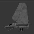Scifi Spaceship Model With Triangular Wings Gray Body And Cockpit Design 3d model