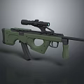 Modern Green Tactical Rifle With Scope Ergonomic Grip And Long Barrel
