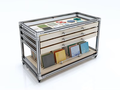 Modern Aluminum Profile Display Cabinet Marine Board Tile Display Cabinet Drawing Cabinet Aluminum Profile Tooling Exhibition Hall Display Cabinet Simple Style Industrial Style 3d model