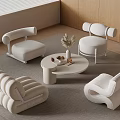 Cream Style Casual Table and Chair Side Table Corner Table Casual Single Person Sofa 3d model