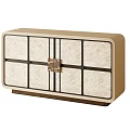Modern Beige Sideboard With Marble Pattern Black Lines And Metal Decor