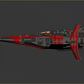 Detailed Futuristic Sci Fi Spaceship With Red And Gray Streamlined Structure And Wings 3d model