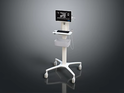 Industrial Equipment With Mobile Stand Digital Display Screen Wheels And Storage Compartment 3d model