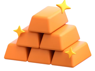 Colorful Decorative Ornament Set with Stacked Orange Blocks and Shining Stars 3d model