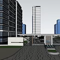 Modern Urban High Rise Building Complex With Green Spaces And Pathways