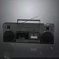 Vintage Silver Boombox With Cassette Player Speakers Antenna And Metal Design