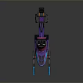 Futuristic Purple Blue Snowmobile With Sleek Design Tracks Handlebars And LED Lights