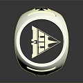 Silver Metallic Ring With Black Inlay And Geometric Symbol Patterns