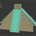 Detailed Ancient Pyramid Architectural Structure With Stepped Sides And Top Platform 3d model
