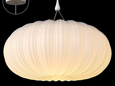 White Pleated Pendant Light Round Shape Modern Design For Interior Decoration 3d model