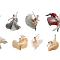 Ballet Dancers In Different Colored Flowing Dresses Performing Graceful Dance Moves