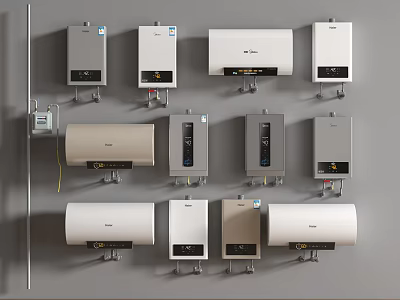 Various Modern Wall Mounted Electric Water Heaters As Essential Daily Appliances For Home Use 3d model