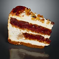 Tasty Homemade Layered Cake With Red Cake Layers White Cream And Nut Topping