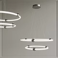 Elegant Modern Multi Layer Circular Chandelier With Hanging Rings And Spherical Accents