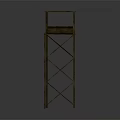 Wooden Observation Tower Featuring Ladder Elevated Platform And Support Beams Structure 3d model