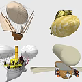 Colorful Amusement Rides Featuring Airship Sail Egg Shaped And Winged Designs