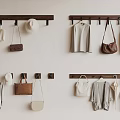 Stylish Wall Mounted Hooks In Entryway With Hat Bags Clothes And Scarves