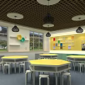 School Art Classroom For Creative HandsOn Activities With Colorful Wall Panels And Round Tables