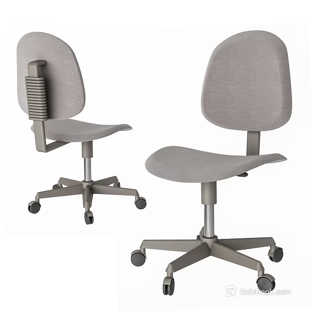 Modern Gray Office Chair With Swivel Wheels And Adjustable Backrest Design 3d model 