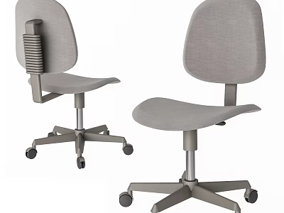 Modern Gray Office Chair With Swivel Wheels And Adjustable Backrest Design 3d model