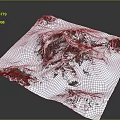 Snowy Mountain Terrain Model With Snow Covered Peaks And Rocky Ridges