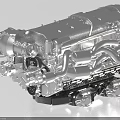 Shiny Silver Metal Engine With Complex Mechanical Structure And Intricate Pipes