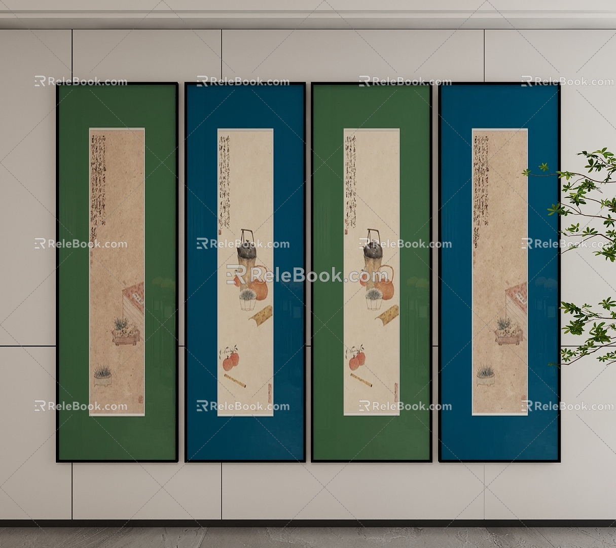 New Chinese Style Decorative Hanging Painting 3d model