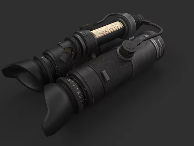 Military Tactical Night Vision Scopes With Black Dual Tube Design And Adjustable Knobs 3d model